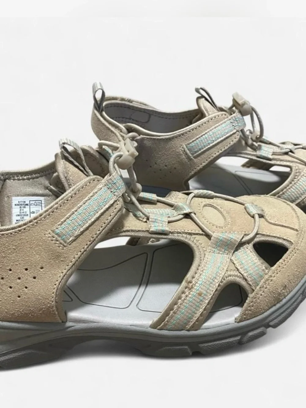 Lands' End Beige and Aqua Women's Outdoor Sport Sandals Size 10